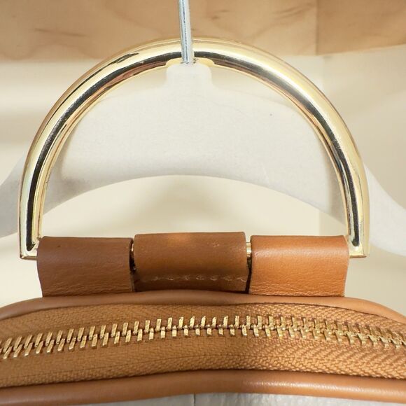 Valentina Leather Mini Backpack Purse Gray Tan Gold Hardware Convertible Nice main image 9